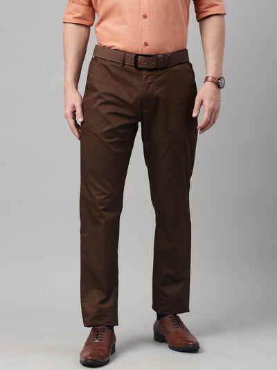 Coffee Brown Stretchable Men's Cotton Trousers FF80003 - Uathayam
