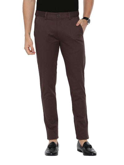 Brooklyn - Ceder Brown Cotton Lycra Trousers TR19006 - Uathayam