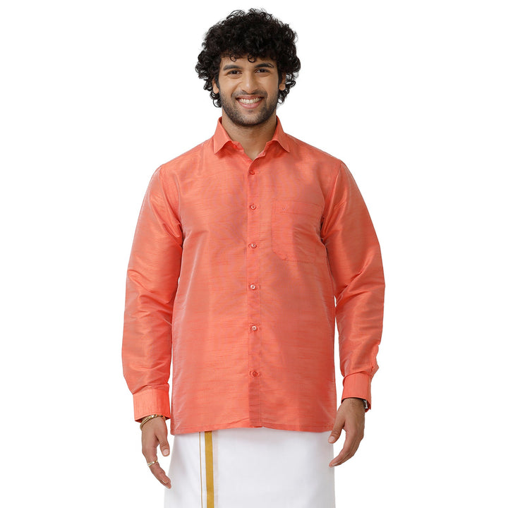 Uathayam Silk Link Slub Shirt For Men