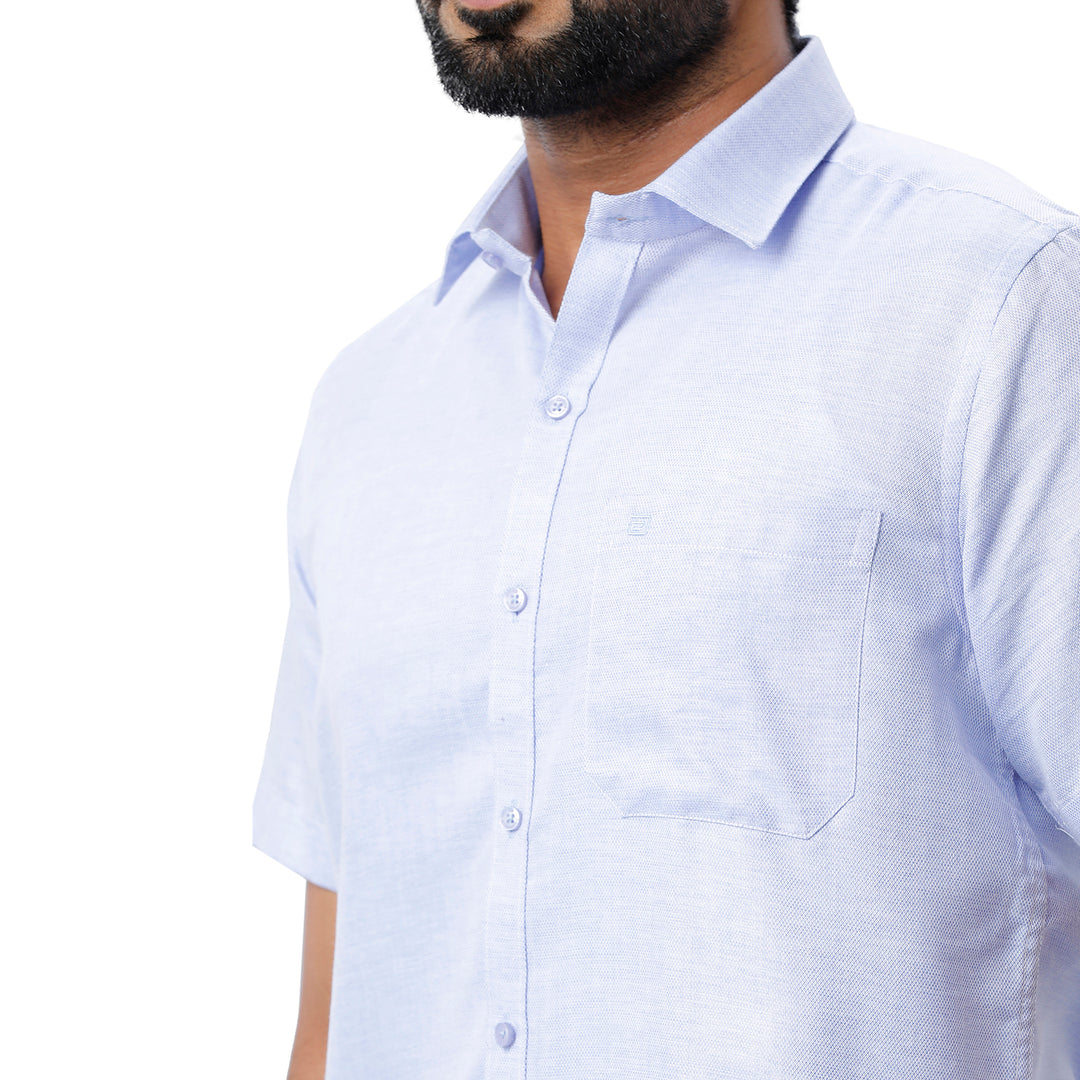 ARISER Armani Purple Blue Color Cotton Half Sleeve Solid Slim Fit Formal Shirt for Men