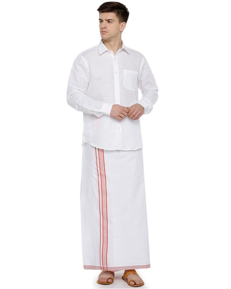 Geneva - Orange Fancy Single Dhoti - Uathayam