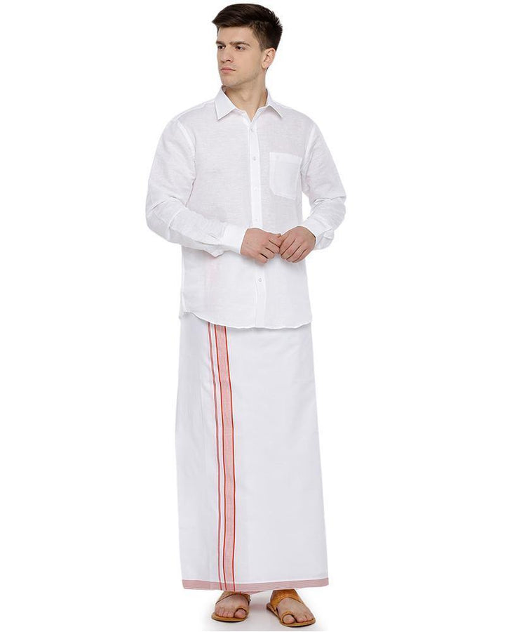 Geneva - Orange Fancy Single Dhoti - Uathayam