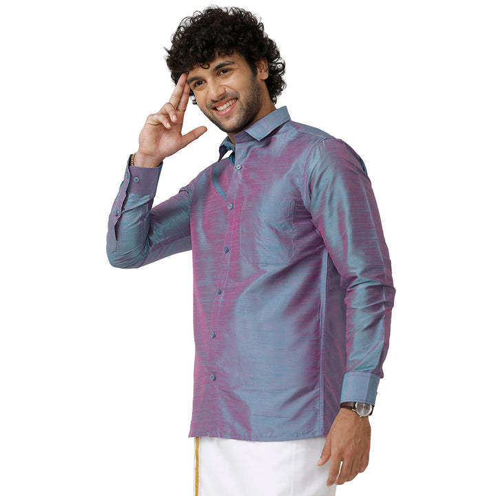Uathayam Silk Link Slub Shirt For Men