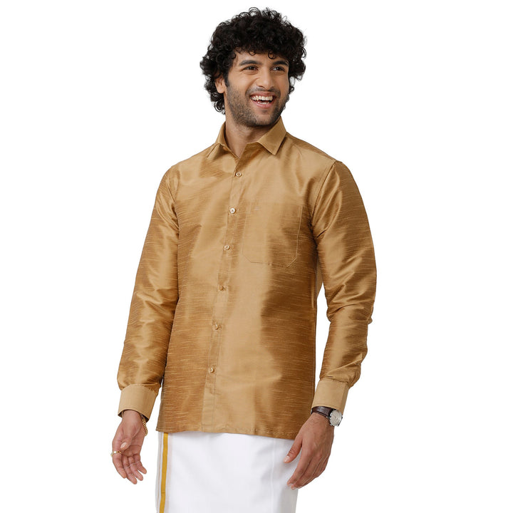 Uathayam Silk Link Slub Shirt For Men