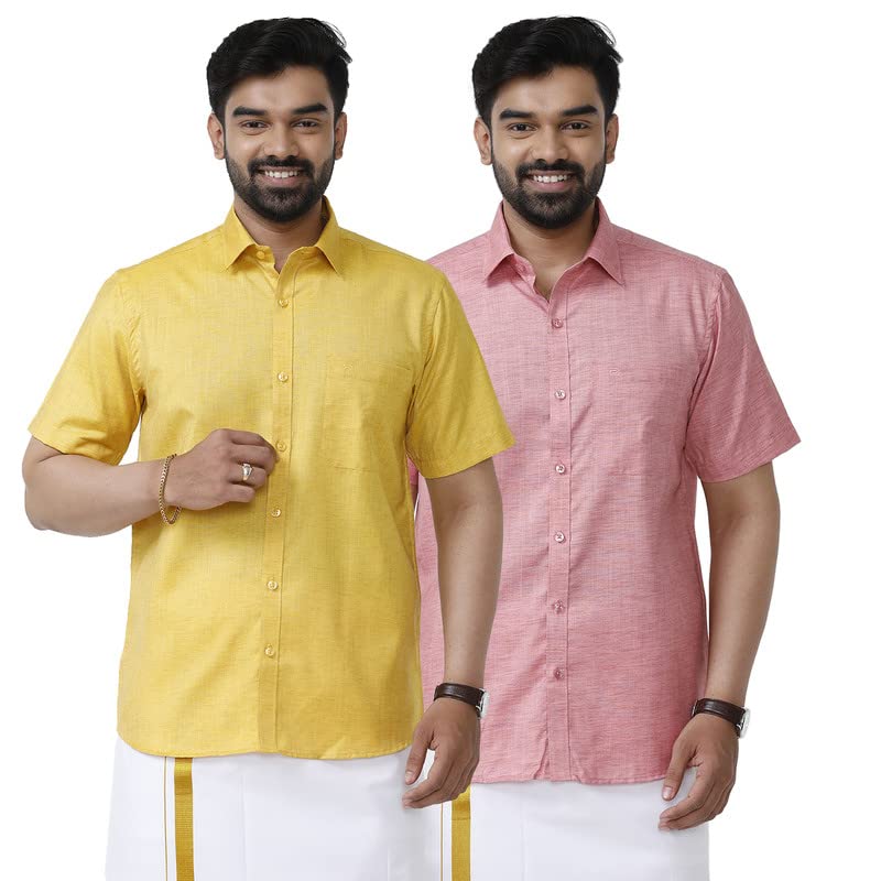 ARISER Vintage Cotton Rich Solid Formal Slim Fit Trending Classic Shirt for Men (Pack of 2)