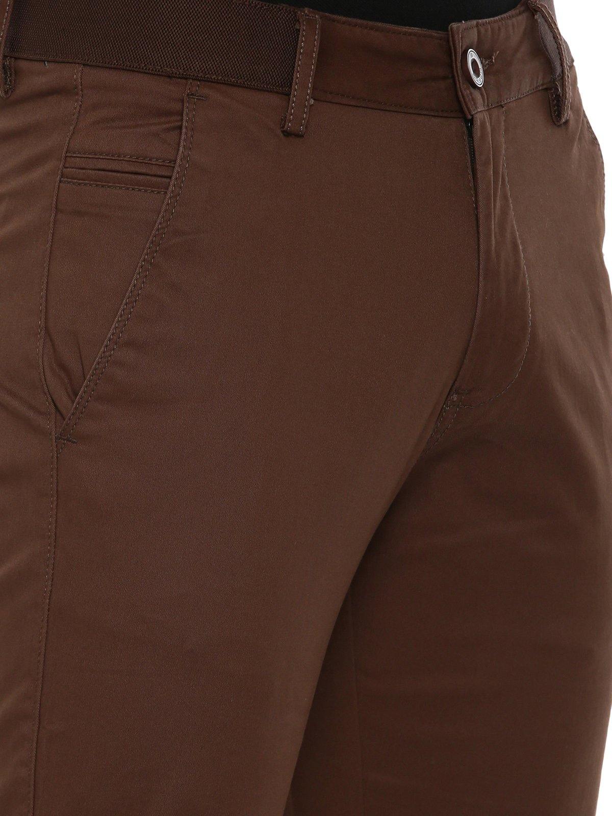 Classic Coffee Brown Wool-Mix Pants for Men