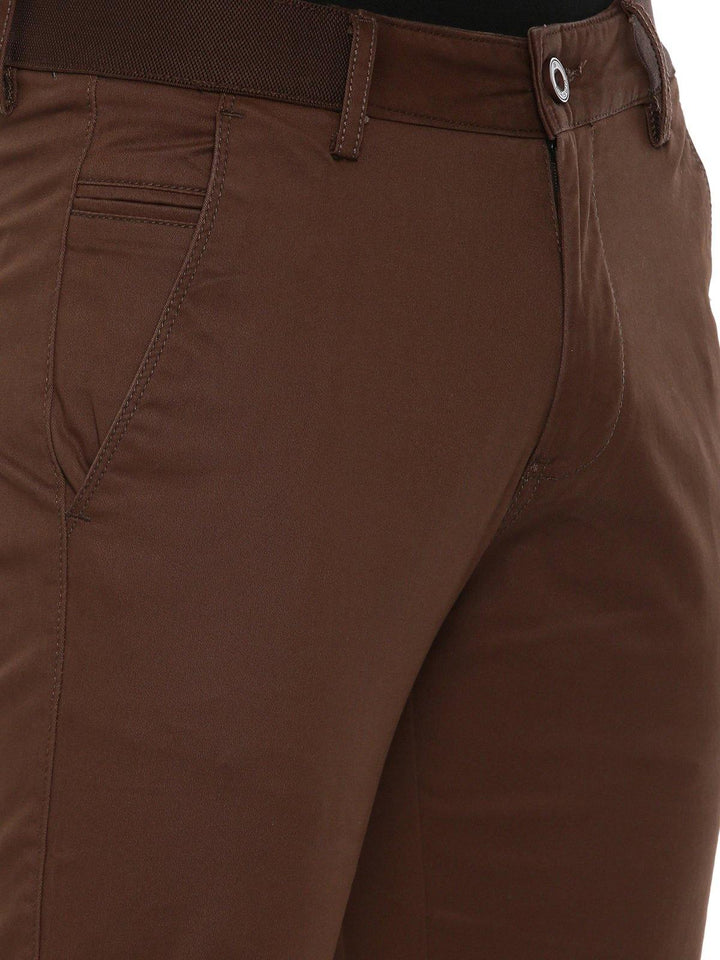 Brooklyn - Brown Cotton Lycra Trousers TR19008 - Uathayam