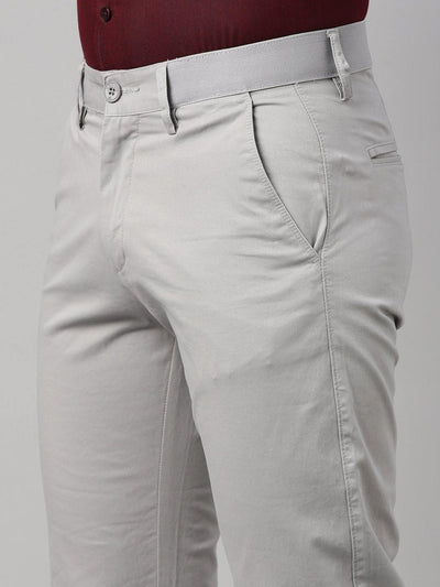 Steel Gray Cotton Elastic Waist Trousers - EZ19504 - Uathayam