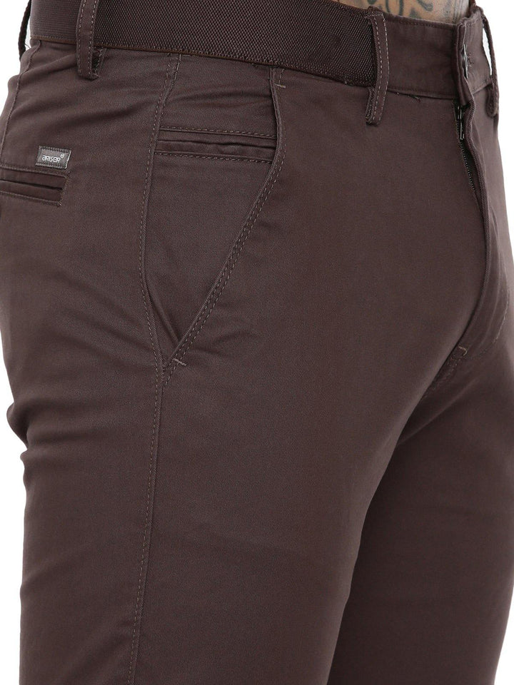 Brooklyn - Ceder Brown Cotton Lycra Trousers TR19006 - Uathayam