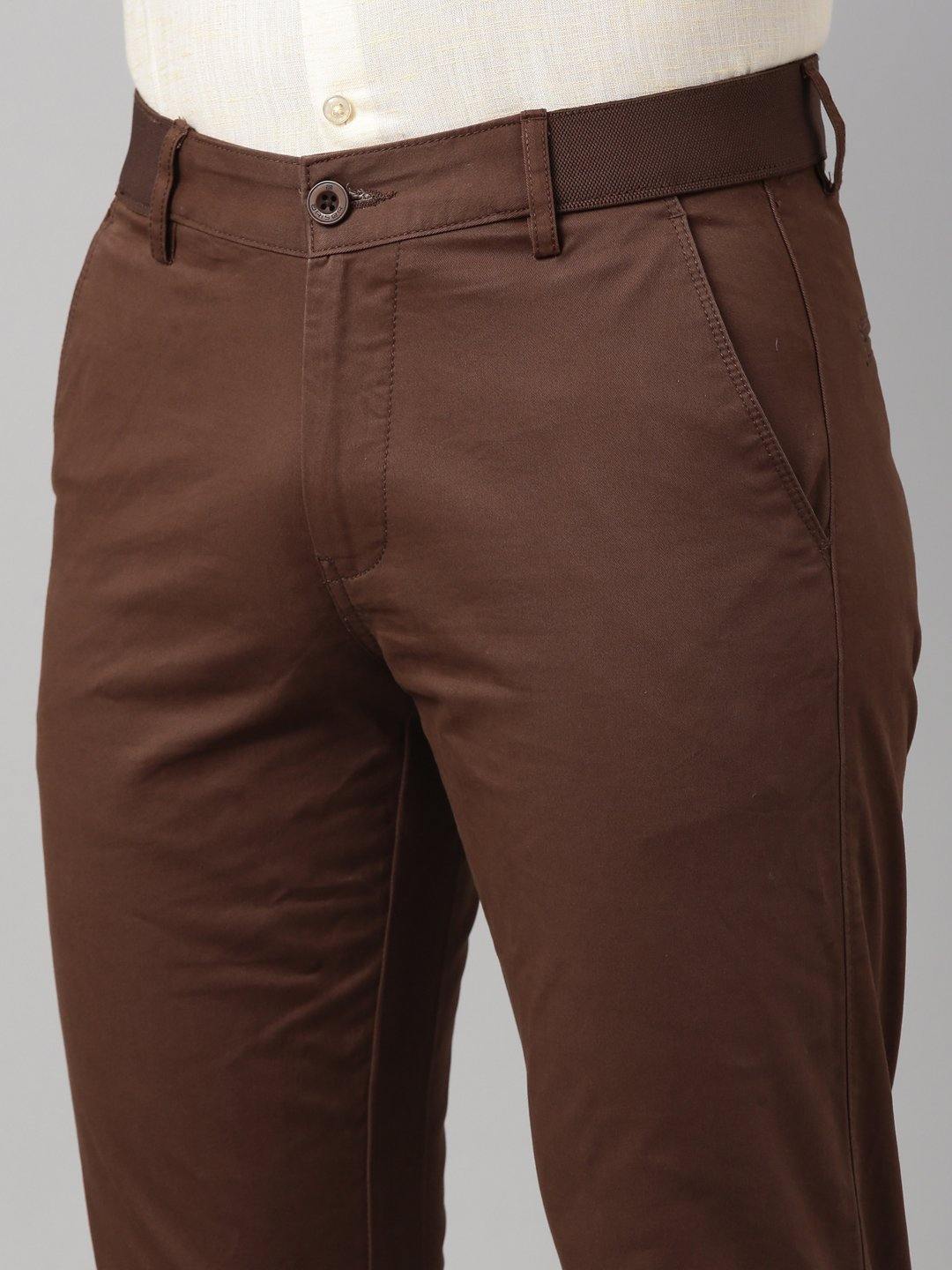 Buy Louis Philippe Sport Brown Cotton Slim Fit Trousers for Mens Online   Tata CLiQ