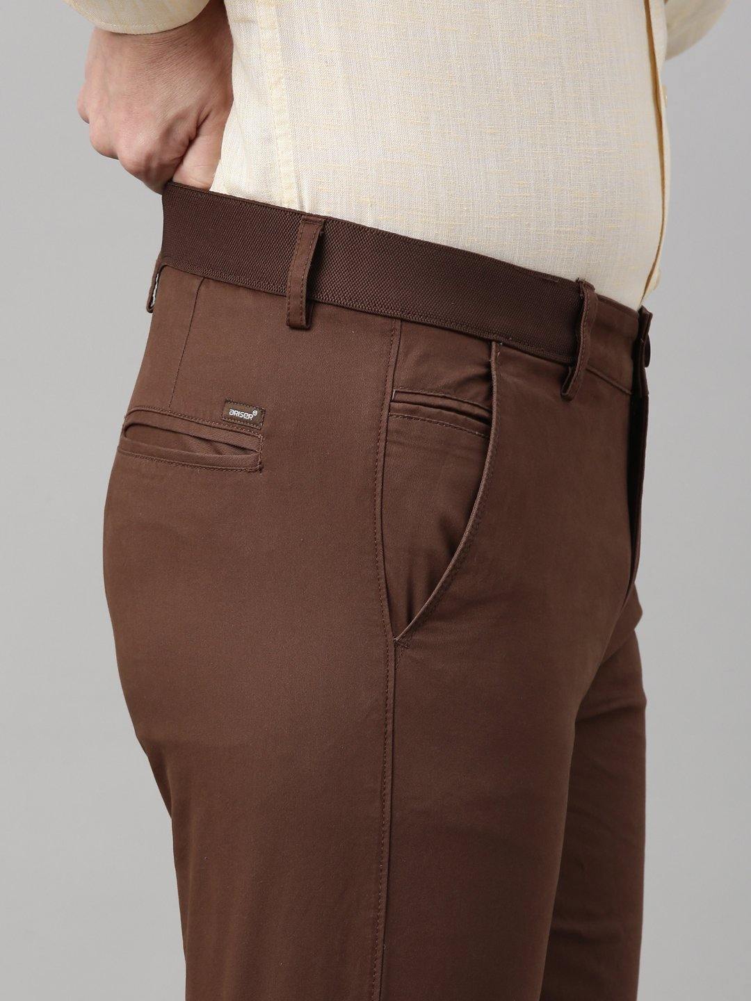 Dcot by Donear Mens Brown Cotton Trousers