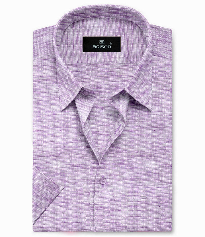 Ariser Linen Feel Solid Cotton Rich Slim Fit Half Sleeve Shirt for Men (Pack Of 1)