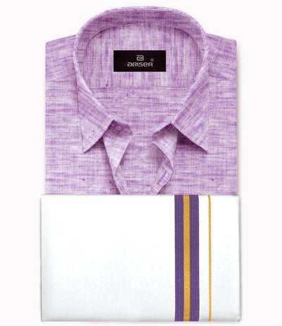 Rich Lavender Slub Shirt + Fancy Jari Combo Set-LF2002 - Uathayam