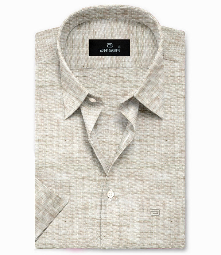 Ariser Linen Feel Solid Cotton Rich Slim Fit Half Sleeve Shirt for Men (Pack Of 1)