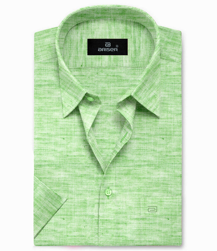 Ariser Linen Feel Solid Cotton Rich Slim Fit Half Sleeve Shirt for Men (Pack Of 1)