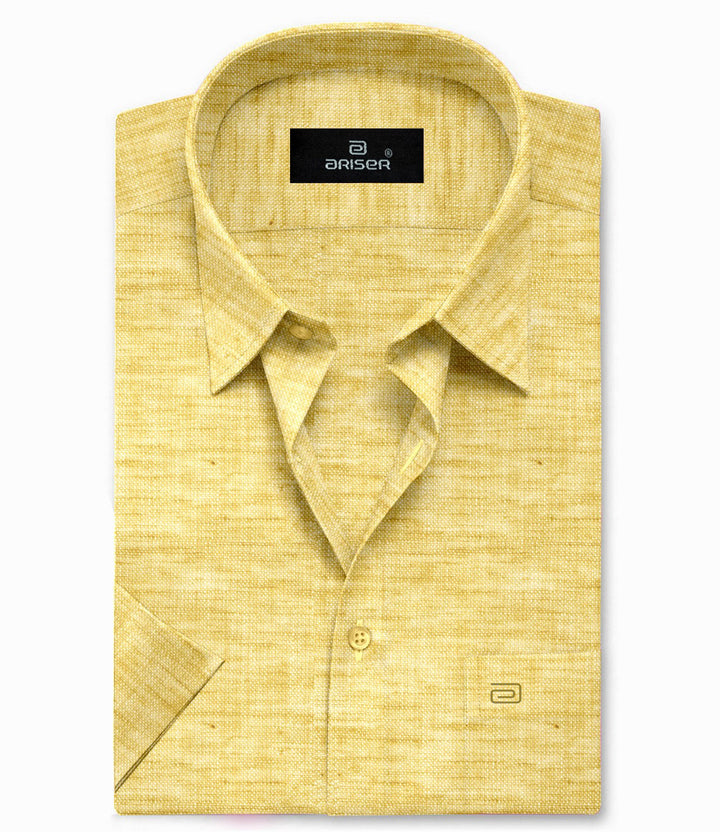 Ariser Linen Feel Solid Cotton Rich Slim Fit Half Sleeve Shirt for Men (Pack Of 1)