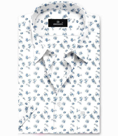 Printed in White Slim Fit Shirts - ZO50007 - Uathayam